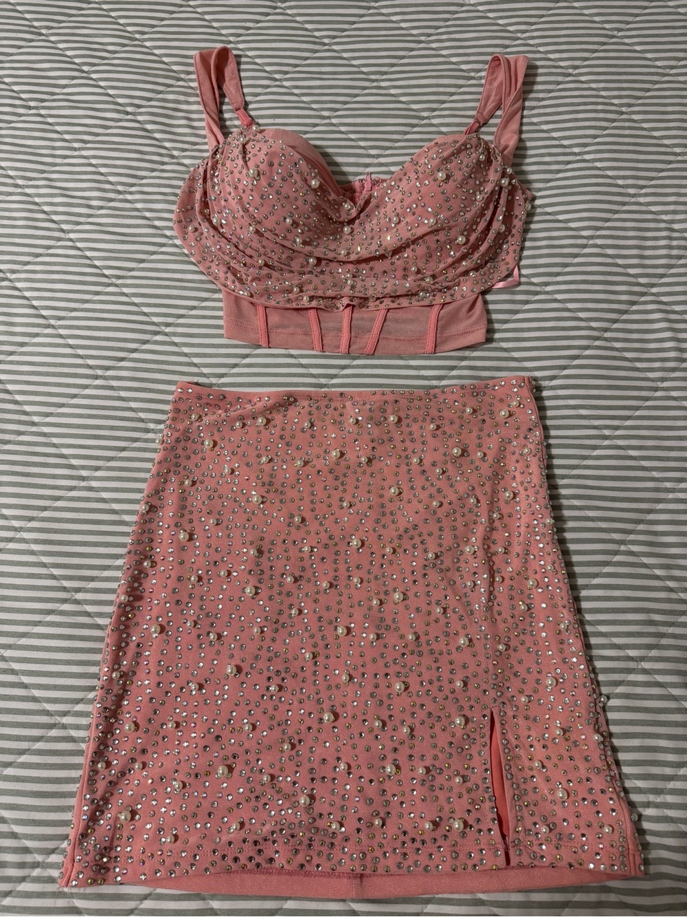Pink Embellished Mini Skirt - Women's Sparkle Skirt